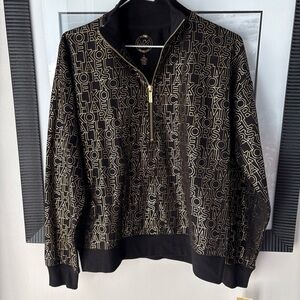 Michael Kors Black Gold Logo Zip Jacket Size Small NWT Street Wear Essential